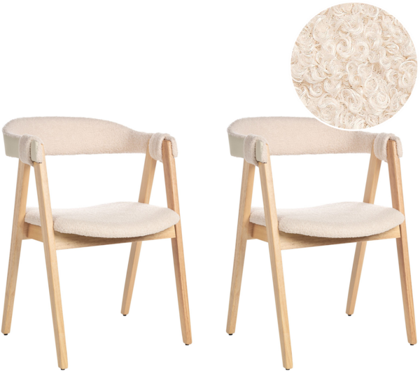 Esszimmerstuhl 2er Set DAY Bouclé Hellbraun Beige
