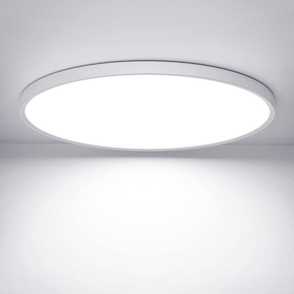 OUILA LED Deckenleuchte Flach Rund - Deckenlampe LED 18W 1600LM 6500K Kaltweiß IP44 Wasserdicht Badezimmer lampe, badlampe decke für Bad Küche Flur Schlafzimmer Keller, Durchmesser 22cm