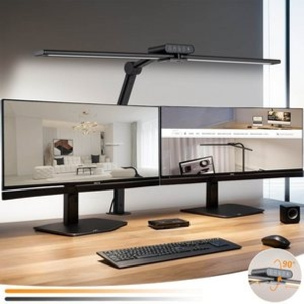 LMaxhome Schreibtischlampe 24W LED Dimmbar Doppelkopf klemmbar 2000lm Augenschutz Büro Tageslicht, 75CM, LED fest integriert, 5 Farbtemperatur und 10 Helligkeitsstufen, Touch-Steuerung, Werkbankbeleuchtung, Tischleuchte, Leselampe für Home Bild 6