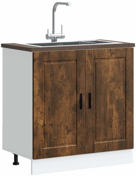 vidaXL Spülenunterschrank Porto Räuchereiche 80x46x81,5 cm 853932