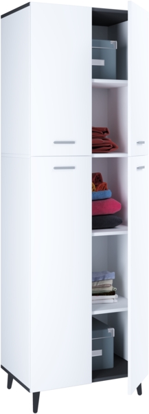 VCM Mehrzweckschränke Landos 917533 Weiß / Anthrazit H. 184 x B. 60 x T. 39 cm