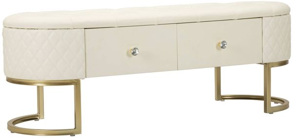 Dmora Bank Golfo, Mehrzweckbank, Gastplatz, Balkonbank mit mehreren Positionen, 120x40 h43 cm, Weiß und Gold