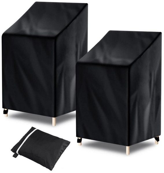 LuxusKollektion Gartenmöbel-Schutzhülle Gartenstuhl Abdeckung Stapelstühle 2er Schwarz 70 x 75 x 85 120cm