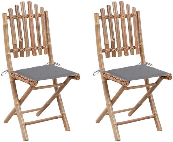 vidaXL Klappbare Gartenstühle 2 Stk. mit Kissen Bambus 3063988
