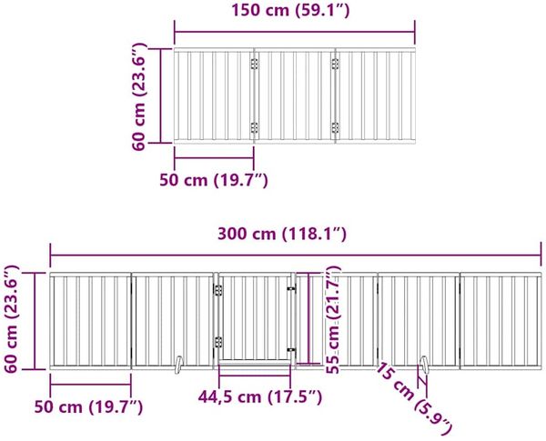 vidaXL 9-tlg. Hundetor mit Tür Faltbar 450 cm Pappelholz 3155529 Bild 12