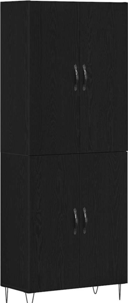 vidaXL Highboard 2 pcs Schwarz Eichen-Optik Ingenieurholz und Glas 3333108