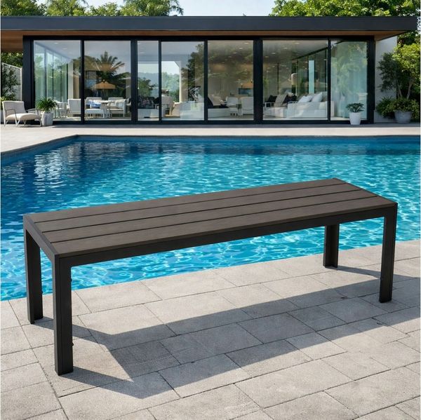 DEGAMO Gartenbank Hockerbank Sorano 2-sitzer 120cm, Gestell Aluminium anthrazit, Sitzfläche Kunstholz dunkelgrau, Outdoor
