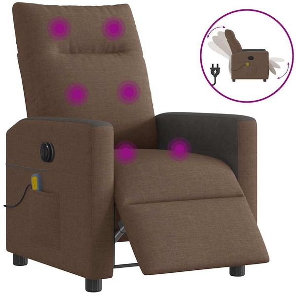 vidaXL Massagesessel Elektrisch Braun Stoff 3324048