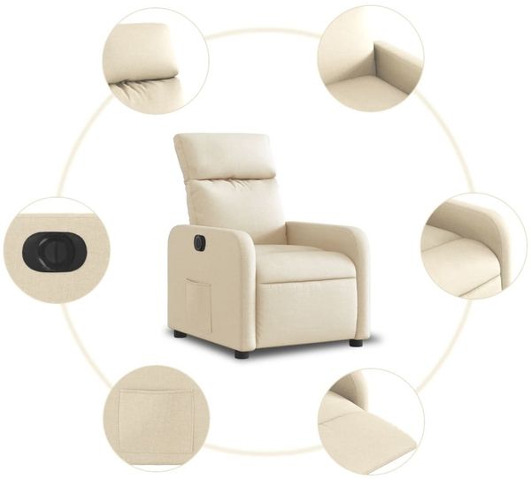 vidaXL Relaxsessel Elektrisch Creme Stoff 3206689 Bild 8
