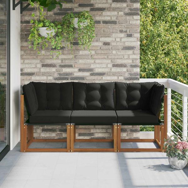 vidaXL Outdoor Mittel- und Ecksofa mit Kissen 3 Stück Natur 900623