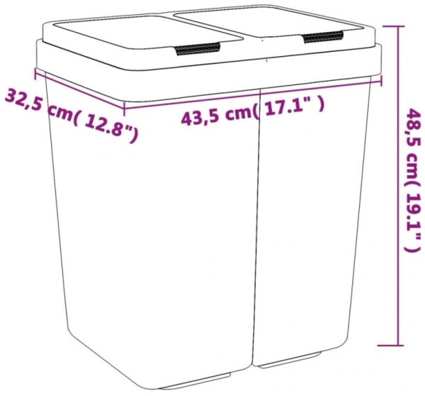 vidaXL Duo Mülleimer Weiß 2x25 L 154981 Bild 6