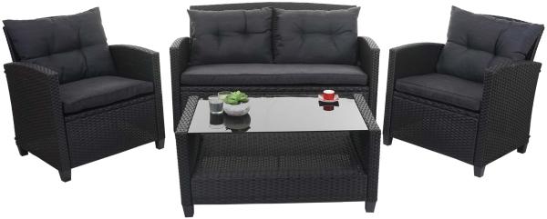 XXL Poly-Rattan Garnitur HWC-F10, Balkon-/Garten-/Lounge-Set Sitzgruppe, Sofa Sessel mit Kissen Spun Poly ~ anthrazit