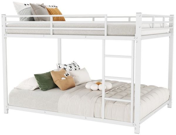 Flieks Etagenbett, Kinderbett Metallbett Doppelbett mit Lattenrost und Leiter 140x200cm