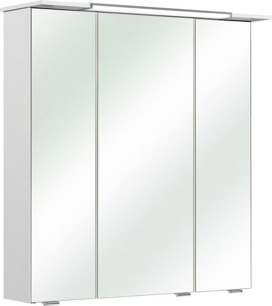 Saphir Spiegelschrank Quickset 376 Badschrank, 3 Spiegeltüren, 6 Einlegeböden, 67 cm breit inkl. LED-Beleuchtung, Türdämpfer, Schalter-/Steckdosenkombination