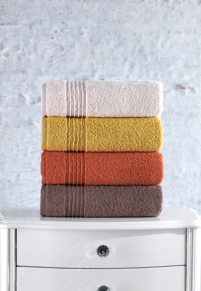 Handtuch-Set (4-teilig), 'Asorti', Koralle, Gelb, Braun, Beige