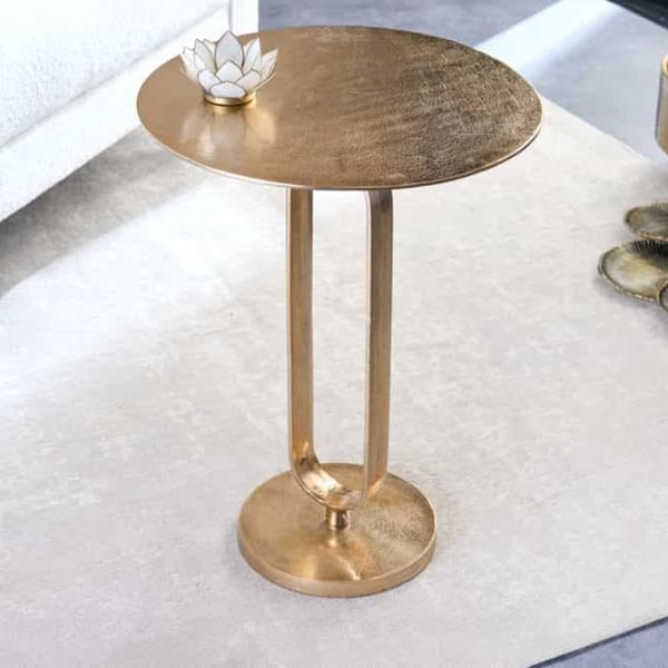 Eleganter Aluminium Beistelltisch GRACE 45x60 cm gold Handarbeit Metallbeine