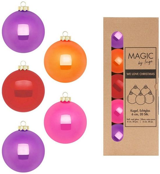 MAGIC by Inge Weihnachtsbaumkugel, Weihnachtskugeln Glas 6cm 20 Stück - Party Time