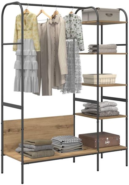 vidaXL Kleiderständer mit Regal Beige 120 x 44 x 160 cm Holzwerkstoff 868450 Bild 3