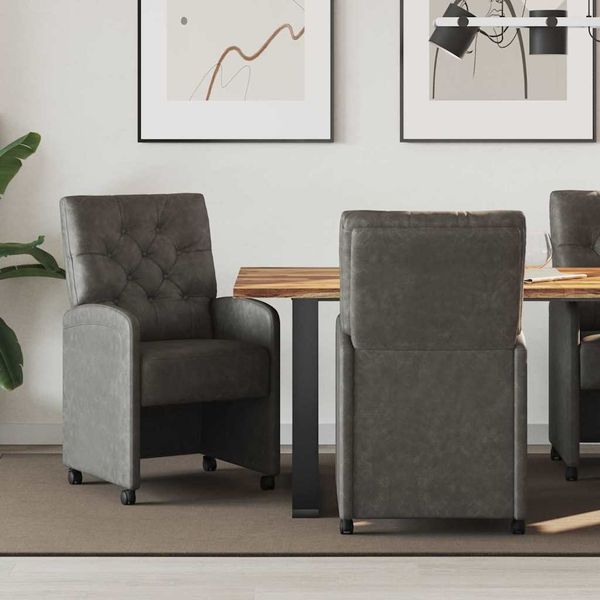 vidaXL Esszimmerstühle mit Rollen 2 pcs Schwarz 58 x 67 x 97 cm 42017857