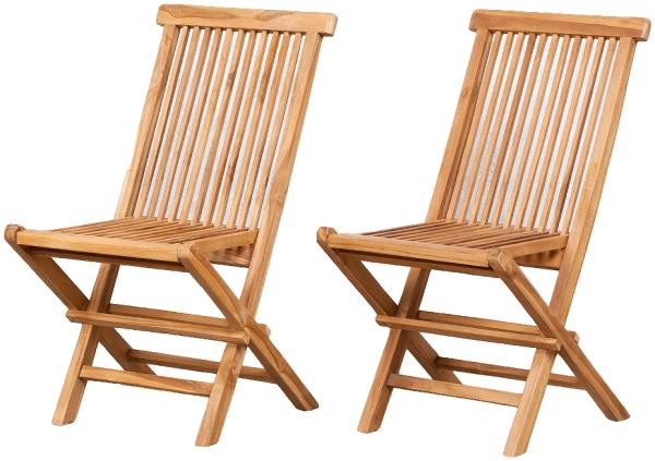 2tlg. Teak Klappstuhl-Set KURSI Gartenstuhl Terrasse Balkon Holzstuhl Teakstuhl