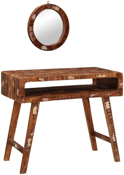 vidaXL Schminktisch Braun 90 x 76 x 45 cm Massives recyceltes Holz 4104566 Bild 2