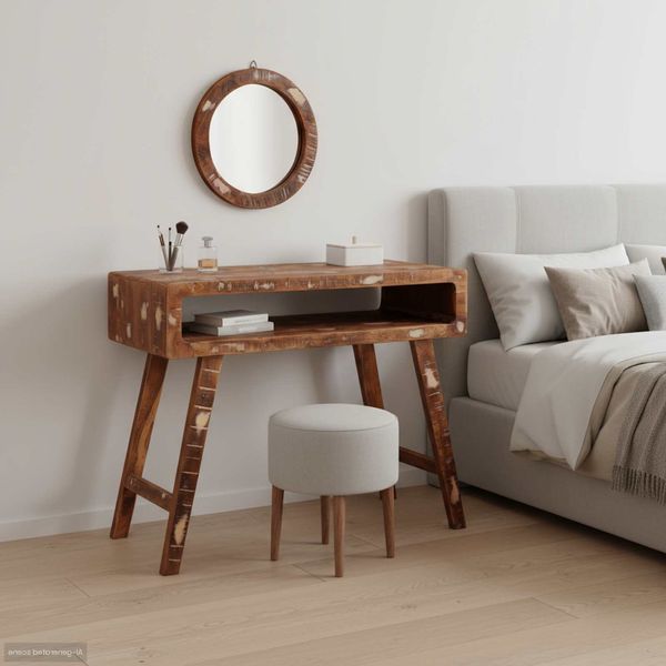 vidaXL Schminktisch Braun 90 x 76 x 45 cm Massives upgecyceltes Holz 4104566