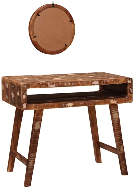 vidaXL Schminktisch Braun 90 x 76 x 45 cm Massives recyceltes Holz 4104566 Bild 5