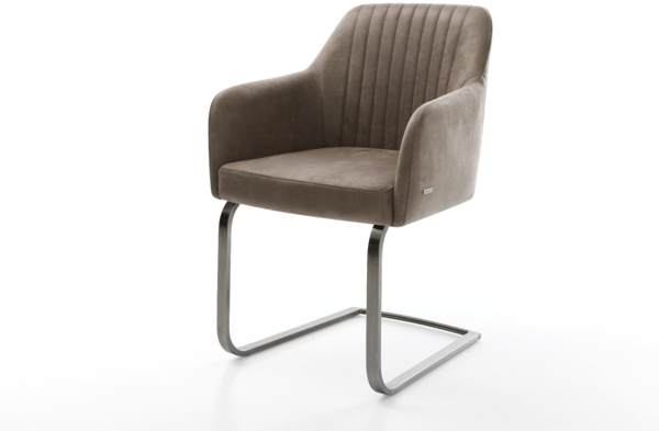 Freischwinger Greg-Flex Mikrofaser Taupe Vintage Freischwinger flach Graphit Taschenfederkern