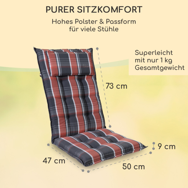 Sylt Polsterauflage Sesselauflage Kopfkissen Polyester 50 x 120 x 9 cm Schwarz / rot Bild 6