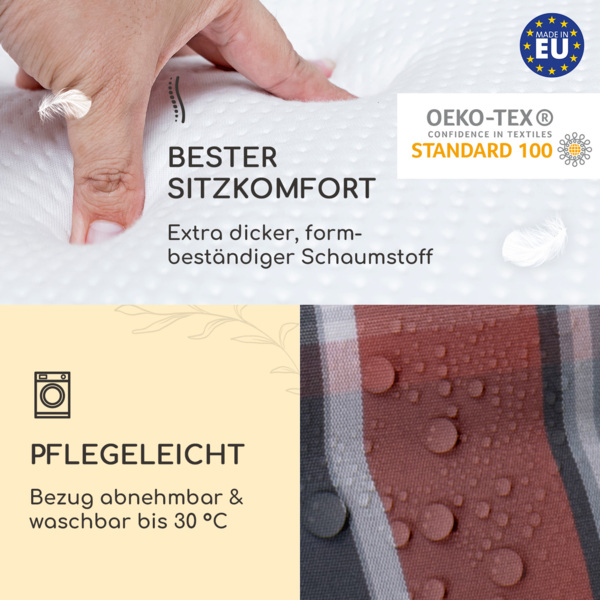 Sylt Polsterauflage Sesselauflage Kopfkissen Polyester 50 x 120 x 9 cm Schwarz / rot Bild 5