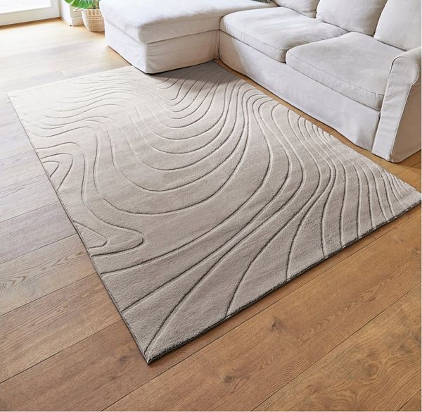 Andiamo Teppich Dale, rechteckig, Höhe: 10 mm, Uni Farben, Hoch-Tief-Struktur, Carving-Effekt, Wohnzimmer