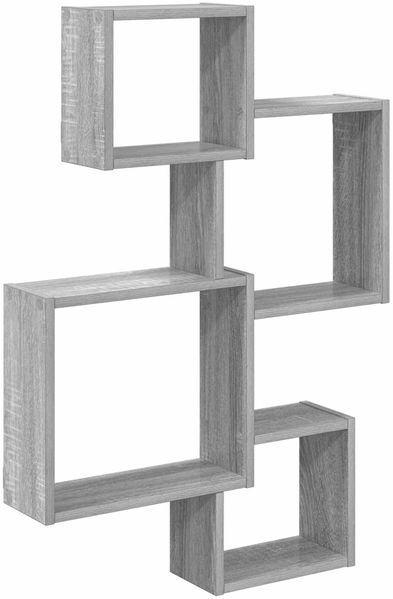 vidaXL Wandwürfelregale Wandhalterung Grau Sonoma 64 x 13,5 x 91,5 cm 8012129