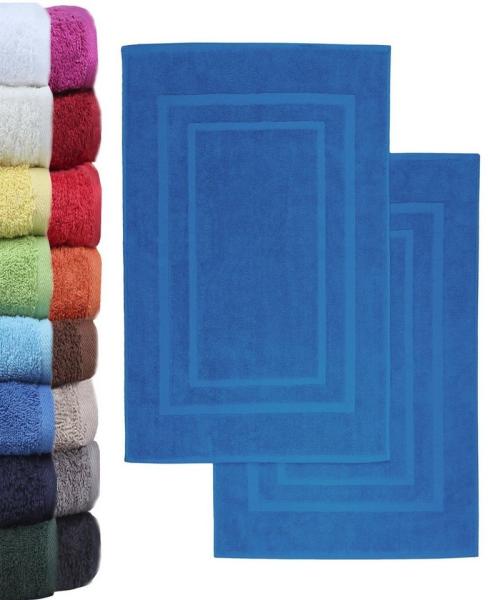 NatureMark 2er Pack Badvorleger Badematte | Premium Qualität | 100% Baumwolle | 50x80 cm | Duschvorleger Duschmatte Doppelpack | Farbe: Royal blau