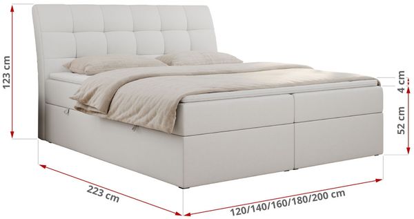 Boxspringbett Polsterbett mit Multipocket-Matratze und Topper - DIEGOS - 200x200cm - Weiß Kunstleder - H4 Bild 5