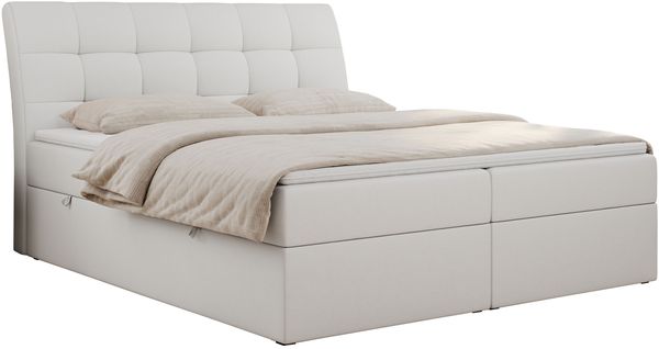 Boxspringbett Polsterbett mit Multipocket-Matratze und Topper - DIEGOS - 200x200cm - Weiß Kunstleder - H4 Bild 3