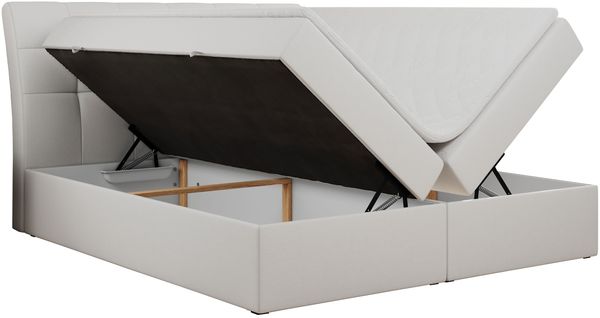Boxspringbett Polsterbett mit Multipocket-Matratze und Topper - DIEGOS - 200x200cm - Weiß Kunstleder - H4 Bild 4