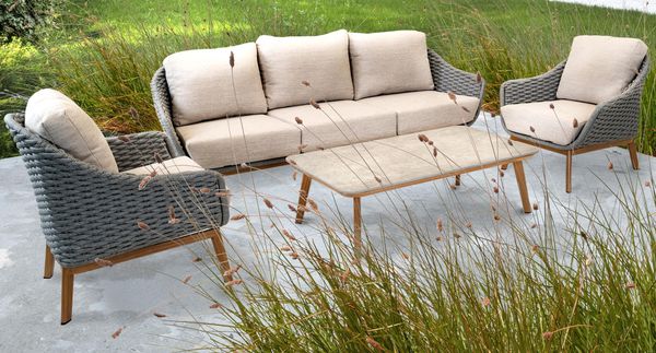 Gartenlounge-Set >Ibiza< (4er-Set) Sessel 80x77x84x77cm,Bank 216x75x84cm,Tisch 120x35x70cm