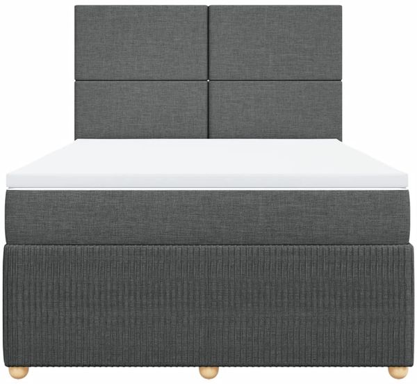 vidaXL Boxspringbett mit Matratze Dunkelgrau 160x200 cm Stoff 3292101 Bild 4