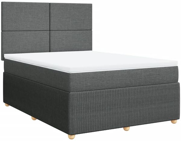 vidaXL Boxspringbett mit Matratze Dunkelgrau 160x200 cm Stoff 3292101 Bild 2