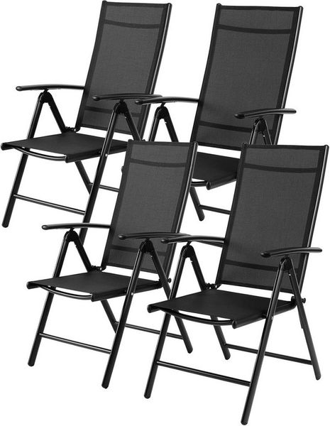 TLGREEN Gartenstuhl Hochlehner, 2/4er Set Balkonstuhl,Klappstuhl,Campingstühle (4 St), klappbar, 7-Fach verstellbare, wetterfest, aus Aluminium, Bis 120kg