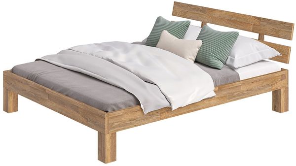skølm 'Floki' Bett 160x200 cm, Bettgestell, natur geölt, Massivholzbett aus Eiche, Doppelbett mit Bettkopf Bild 9
