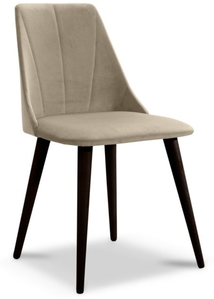 Esszimmerstühle Stuhle 2er Set CAROS Massivholz Buche-Wenge Stoff Creme