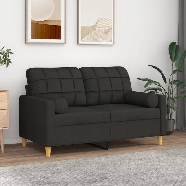 vidaXL 2-Sitzer-Sofa mit Zierkissen Schwarz 120 cm Stoff 3200778