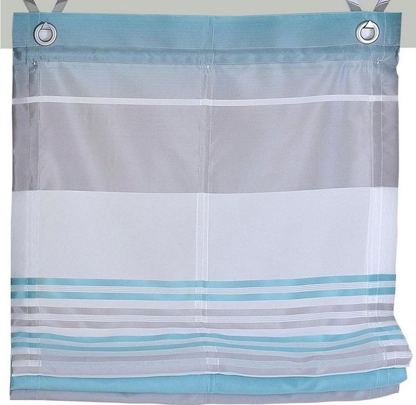 Kutti Raffrollo Jamaica, mit Hakenaufhängung, ohne Bohren, freihängend, halbtransparent, Polyester, gewebt, Streifen, mit Edelstahlhaken