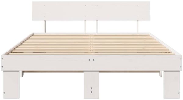 vidaXL Bettrahmen mit Kopfteil Weiß 160 x 200 cm Massives Kiefernholz 872561 Bild 4