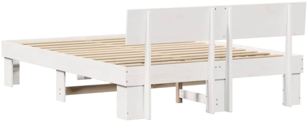 vidaXL Bettrahmen mit Kopfteil Weiß 160 x 200 cm Massives Kiefernholz 872561 Bild 6