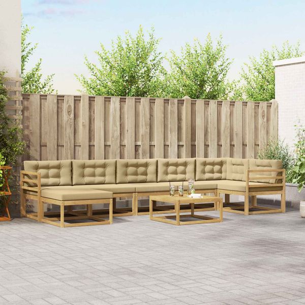 vidaXL Outdoor-Sofagarnitur 8 pcs Weiß und Beige 3386782