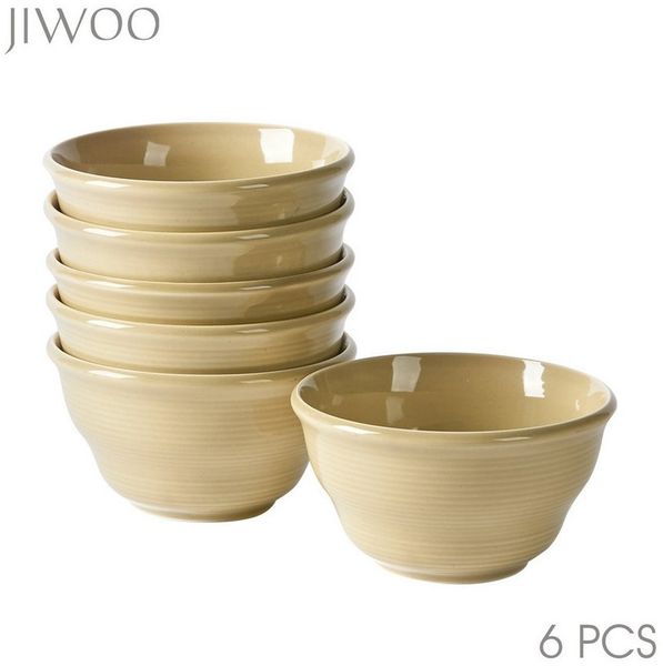 JIWOO Schüssel 6er Ø11,7cm, Müslischale Eisschale FrühstückSchale Dessertschale, Keramik, (Schaleset, 6-tlg), Bowl, Hochwertiges Schalen Braun Schale Mikrowellenofen Spülmaschine