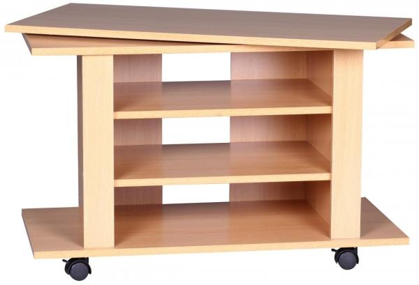 TV HiFi Bank -DIRK- Buche Fernsehtisch drehbar und rollbar 75 x 38 x 51 cm