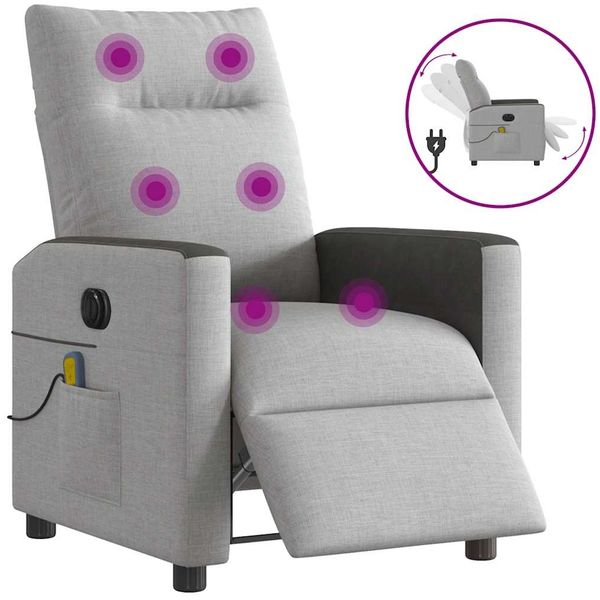 vidaXL Massagesessel Elektrisch Wolkengrau Stoff 3324044